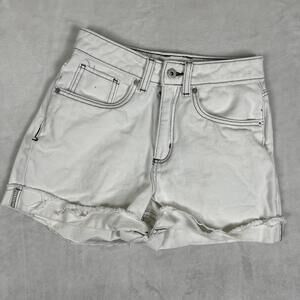 Vans Denim Shorts Womens 25 White High Rise Cutoff Raw Hem Casual Summer